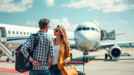couple standing at the airport