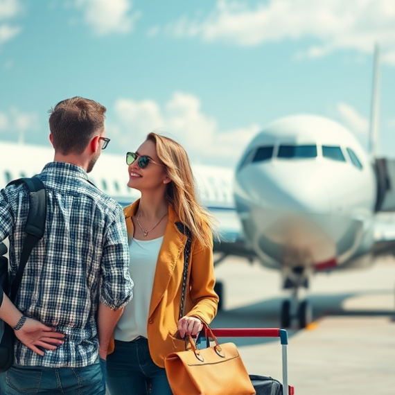 couple standing at the airport