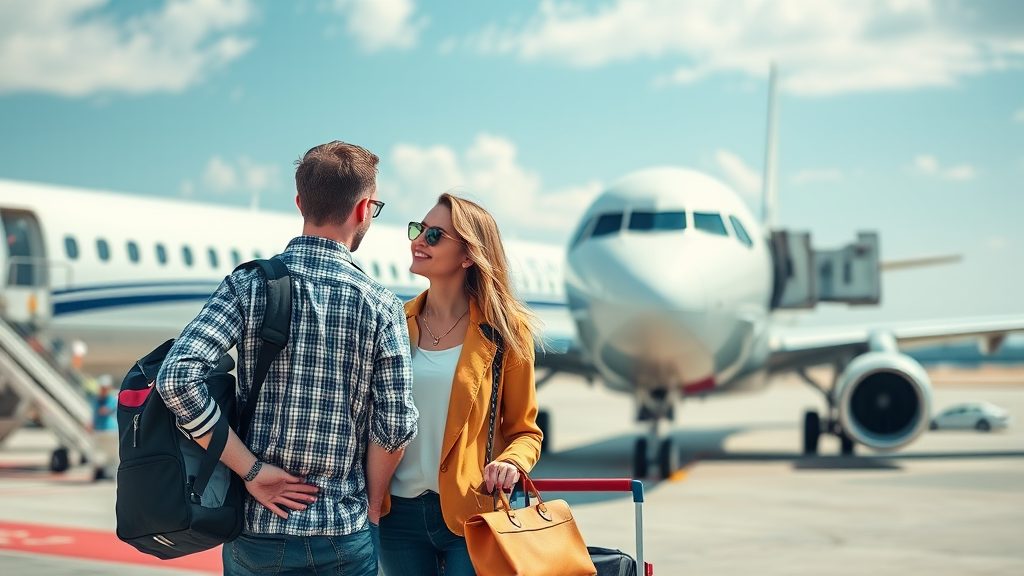 couple standing at the airport